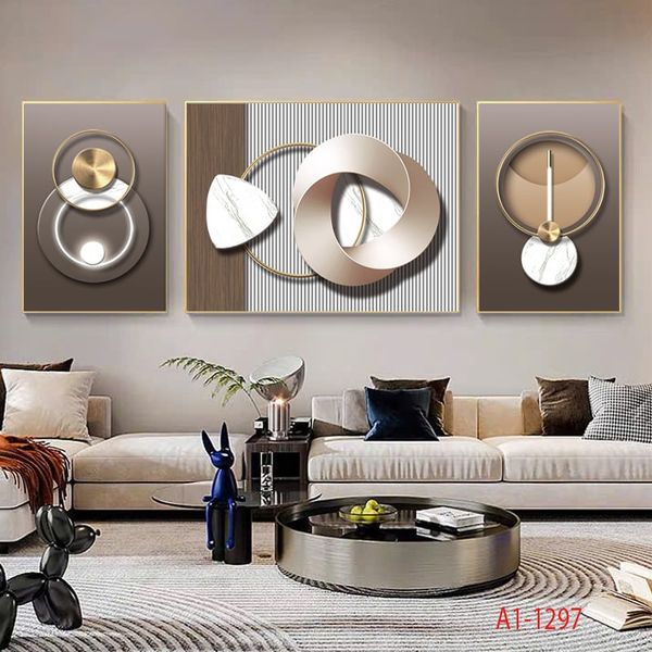 1068 - TRANH TREO PHÒNG KHÁCH SOFA - TRANH TRANG TRÍ - TRANH TREO TƯỜNG HIỆN ĐẠI TRỪU TƯỢNG - KIỂU TRANH GHÉP BỘ 3 BỨC | MÃ A1-1297