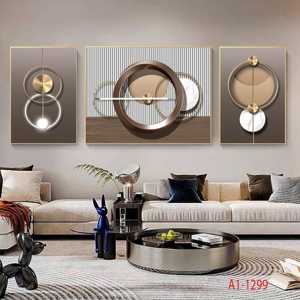 1066 - TRANH TREO PHÒNG KHÁCH SOFA - TRANH TRANG TRÍ - TRANH TREO TƯỜNG HIỆN ĐẠI TRỪU TƯỢNG - KIỂU TRANH GHÉP BỘ 3 BỨC | MÃ A1-1299