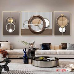 1066 - TRANH TREO PHÒNG KHÁCH SOFA - TRANH TRANG TRÍ - TRANH TREO TƯỜNG HIỆN ĐẠI TRỪU TƯỢNG - KIỂU TRANH GHÉP BỘ 3 BỨC | MÃ A1-1299