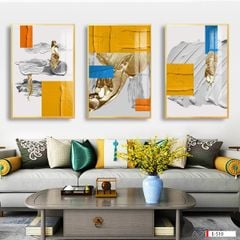 1022 - TRANH TREO TƯỜNG PHÒNG KHÁCH - TRANH HIỆN ĐẠI TRỪU TƯỢNG GHÉP BỘ 3 BỨC - TRANH TRANG TRÍ | MÃ E-510