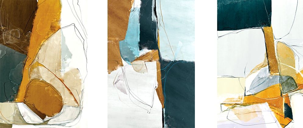 1023 - TRANH TREO TƯỜNG PHÒNG KHÁCH - TRANH HIỆN ĐẠI TRỪU TƯỢNG GHÉP BỘ 3 BỨC - TRANH TRANG TRÍ | MÃ E-511