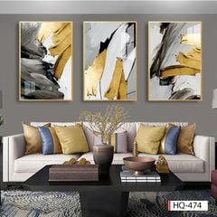 1028 - TRANH TREO TƯỜNG PHÒNG KHÁCH - TRANH HIỆN ĐẠI TRỪU TƯỢNG GHÉP BỘ 3 BỨC - TRANH TRANG TRÍ | MÃ HQ-474