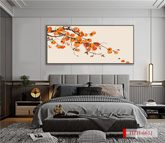 TRANH TREO PHÒNG KHÁCH - TRANH TRANG TRÍ - TRANH TREO TƯỜNG QUẢ HỒNG - KIỂU TRANH LIỀN KHỔ | MÃ HZH-6631