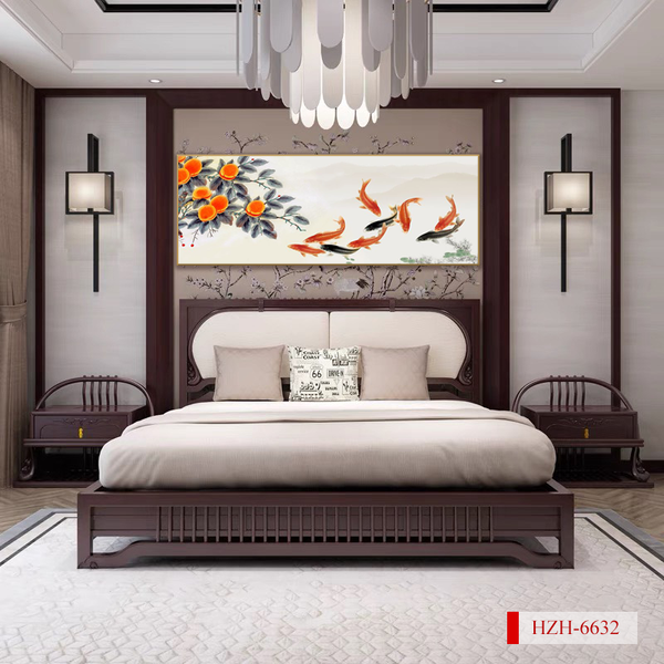 TRANH TREO PHÒNG KHÁCH - TRANH TRANG TRÍ - TRANH TREO TƯỜNG QUẢ HỒNG - KIỂU TRANH LIỀN KHỔ | MÃ HZH-6632