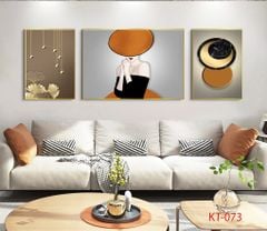 1011 - TRANH TREO PHÒNG KHÁCH SOFA - TRANH TRANG TRÍ - TRANH TREO TƯỜNG CÔ GÁI NGHỆ THUẬT - KIỂU TRANH GHÉP BỘ 3 BỨC | MÃ KT-073