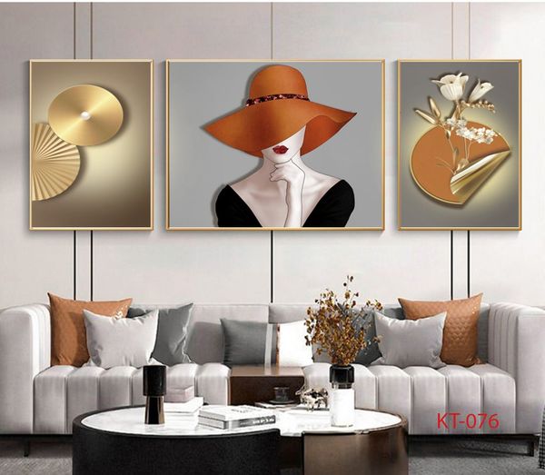 1014 - TRANH TREO PHÒNG KHÁCH SOFA - TRANH TRANG TRÍ - TRANH TREO TƯỜNG CÔ GÁI NGHỆ THUẬT - KIỂU TRANH GHÉP BỘ 3 BỨC | MÃ KT-076