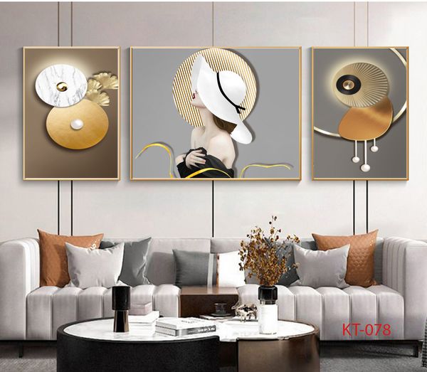 1015 - TRANH TREO PHÒNG KHÁCH SOFA - TRANH TRANG TRÍ - TRANH TREO TƯỜNG CÔ GÁI NGHỆ THUẬT - KIỂU TRANH GHÉP BỘ 3 BỨC | MÃ KT-078