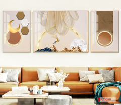 TRANH TREO PHÒNG KHÁCH SOFA - TRANH TRANG TRÍ - TRANH TREO TƯỜNG HIỆN ĐẠI TRỪU TƯỢNG - KIỂU TRANH GHÉP BỘ 3 BỨC | MÃ KT-080