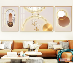 TRANH TREO PHÒNG KHÁCH SOFA - TRANH TRANG TRÍ - TRANH TREO TƯỜNG HIỆN ĐẠI TRỪU TƯỢNG - KIỂU TRANH GHÉP BỘ 3 BỨC | MÃ KT-081