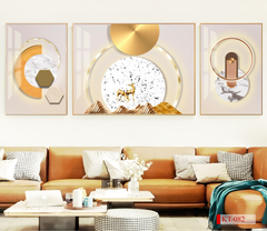 TRANH TREO PHÒNG KHÁCH SOFA - TRANH TRANG TRÍ - TRANH TREO TƯỜNG HIỆN ĐẠI TRỪU TƯỢNG - KIỂU TRANH GHÉP BỘ 3 BỨC | MÃ KT-082