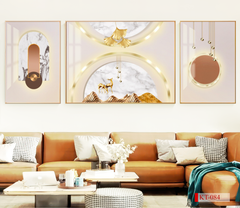TRANH TREO PHÒNG KHÁCH SOFA - TRANH TRANG TRÍ - TRANH TREO TƯỜNG HIỆN ĐẠI TRỪU TƯỢNG - KIỂU TRANH GHÉP BỘ 3 BỨC | MÃ KT-084