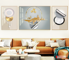 1357 - TRANH TREO PHÒNG KHÁCH - TRANH TRANG TRÍ - TRANH TREO TƯỜNG HIỆN ĐẠI TRỪU TƯỢNG - KIỂU TRANH BỘ 3 | MÃ KT-087