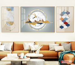 1358 - TRANH TREO PHÒNG KHÁCH - TRANH TRANG TRÍ - TRANH TREO TƯỜNG HIỆN ĐẠI TRỪU TƯỢNG - KIỂU TRANH BỘ 3 | MÃ KT-088