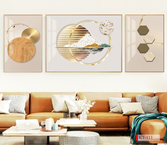 TRANH TREO PHÒNG KHÁCH SOFA - TRANH TRANG TRÍ - TRANH TREO TƯỜNG HIỆN ĐẠI TRỪU TƯỢNG - KIỂU TRANH GHÉP BỘ 3 BỨC | MÃ KT-111