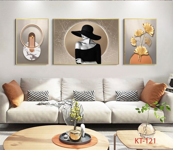 1016 - TRANH TREO PHÒNG KHÁCH SOFA - TRANH TRANG TRÍ - TRANH TREO TƯỜNG CÔ GÁI NGHỆ THUẬT - KIỂU TRANH GHÉP BỘ 3 BỨC | MÃ KT-121