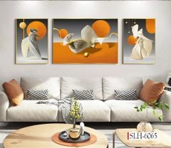 1254 - TRANH TREO PHÒNG KHÁCH SOFA - TRANH TRANG TRÍ - TRANH TREO TƯỜNG HIỆN ĐẠI  - KIỂU TRANH GHÉP BỘ 3 BỨC | MÃ SLH-6065