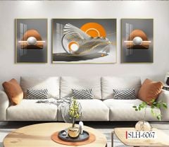 1255 - TRANH TREO PHÒNG KHÁCH SOFA - TRANH TRANG TRÍ - TRANH TREO TƯỜNG HIỆN ĐẠI  - KIỂU TRANH GHÉP BỘ 3 BỨC | MÃ SLH-6065