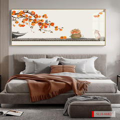 TRANH TREO PHÒNG KHÁCH - TRANH TRANG TRÍ - TRANH TREO TƯỜNG QUẢ HỒNG - KIỂU TRANH LIỀN KHỔ | MÃ SLH-6682