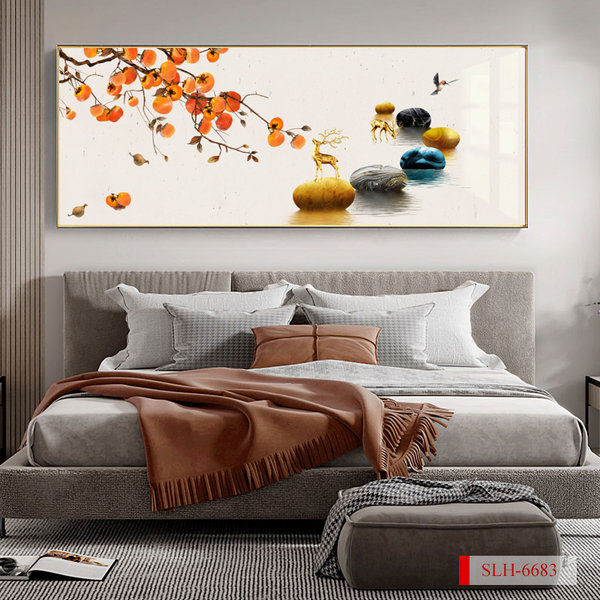 TRANH TREO PHÒNG KHÁCH - TRANH TRANG TRÍ - TRANH TREO TƯỜNG QUẢ HỒNG - KIỂU TRANH LIỀN KHỔ | MÃ SLH-6683