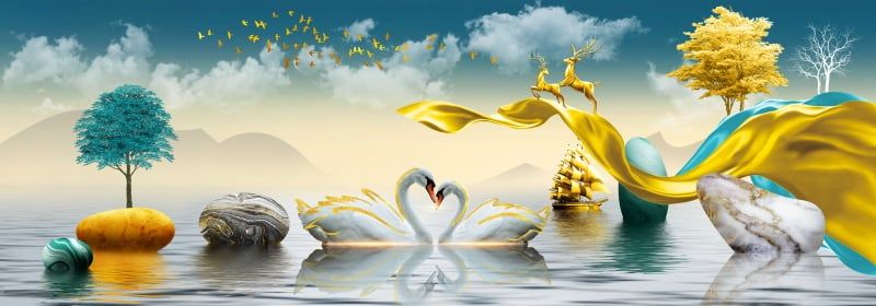1049 - TRANH TREO PHÒNG KHÁCH - TRANH TRANG TRÍ - TRANH TREO TƯỜNG HƯƠU TÀI LỘC - KIỂU TRANH NGANG | MÃ SLH-7134