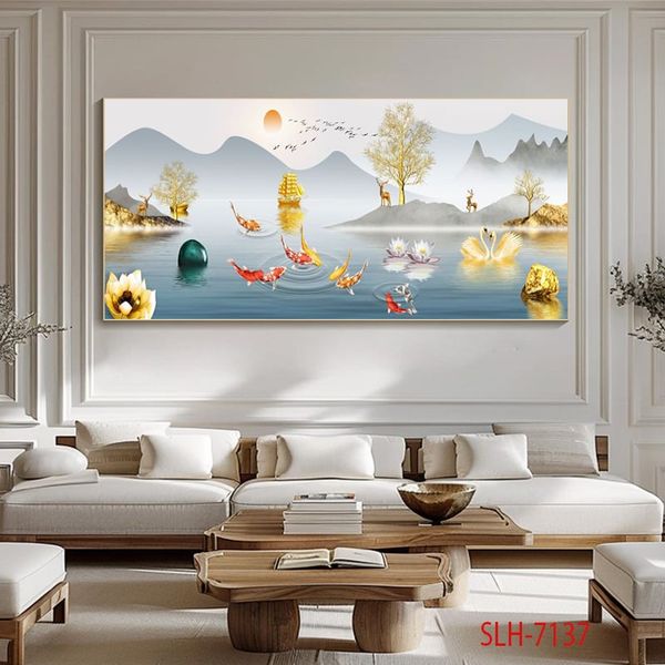 1052 - TRANH TREO PHÒNG KHÁCH - TRANH TRANG TRÍ - TRANH TREO TƯỜNG HƯƠU TÀI LỘC - KIỂU TRANH NGANG | MÃ SLH-7137
