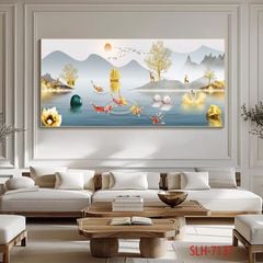 1052 - TRANH TREO PHÒNG KHÁCH - TRANH TRANG TRÍ - TRANH TREO TƯỜNG HƯƠU TÀI LỘC - KIỂU TRANH NGANG | MÃ SLH-7137