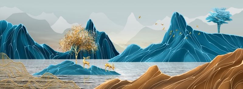 1053 - TRANH TREO PHÒNG KHÁCH - TRANH TRANG TRÍ - TRANH TREO TƯỜNG HƯƠU TÀI LỘC - KIỂU TRANH NGANG | MÃ SLH-7138