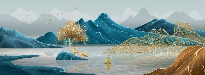 1054 - TRANH TREO PHÒNG KHÁCH - TRANH TRANG TRÍ - TRANH TREO TƯỜNG HƯƠU TÀI LỘC - KIỂU TRANH NGANG | MÃ SLH-7139