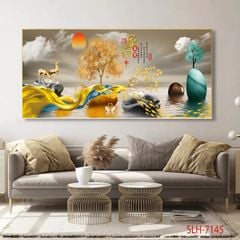 1056 - TRANH TREO PHÒNG KHÁCH - TRANH TRANG TRÍ - TRANH TREO TƯỜNG HƯƠU TÀI LỘC - KIỂU TRANH NGANG | MÃ SLH-7145