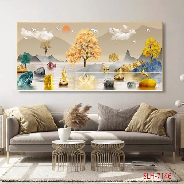 1057 - TRANH TREO PHÒNG KHÁCH - TRANH TRANG TRÍ - TRANH TREO TƯỜNG HƯƠU TÀI LỘC - KIỂU TRANH NGANG | MÃ SLH-7146