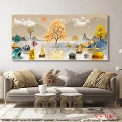 1057 - TRANH TREO PHÒNG KHÁCH - TRANH TRANG TRÍ - TRANH TREO TƯỜNG HƯƠU TÀI LỘC - KIỂU TRANH NGANG | MÃ SLH-7146