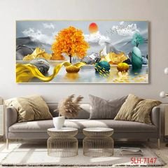 1058 - TRANH TREO PHÒNG KHÁCH - TRANH TRANG TRÍ - TRANH TREO TƯỜNG HƯƠU TÀI LỘC - KIỂU TRANH NGANG | MÃ SLH-7147