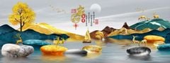 1128 - TRANH TREO PHÒNG KHÁCH SOFA - TRANH TRANG TRÍ - TRANH TREO TƯỜNG HƯƠU TÀI LỘC HIỆN ĐẠI - KIỂU TRANH GHÉP BỘ 3 BỨC | MÃ SLH-7149