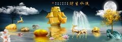 1129 - TRANH TREO PHÒNG KHÁCH SOFA - TRANH TRANG TRÍ - TRANH TREO TƯỜNG HƯƠU TÀI LỘC HIỆN ĐẠI - KIỂU TRANH GHÉP BỘ 3 BỨC | MÃ SLH-7150