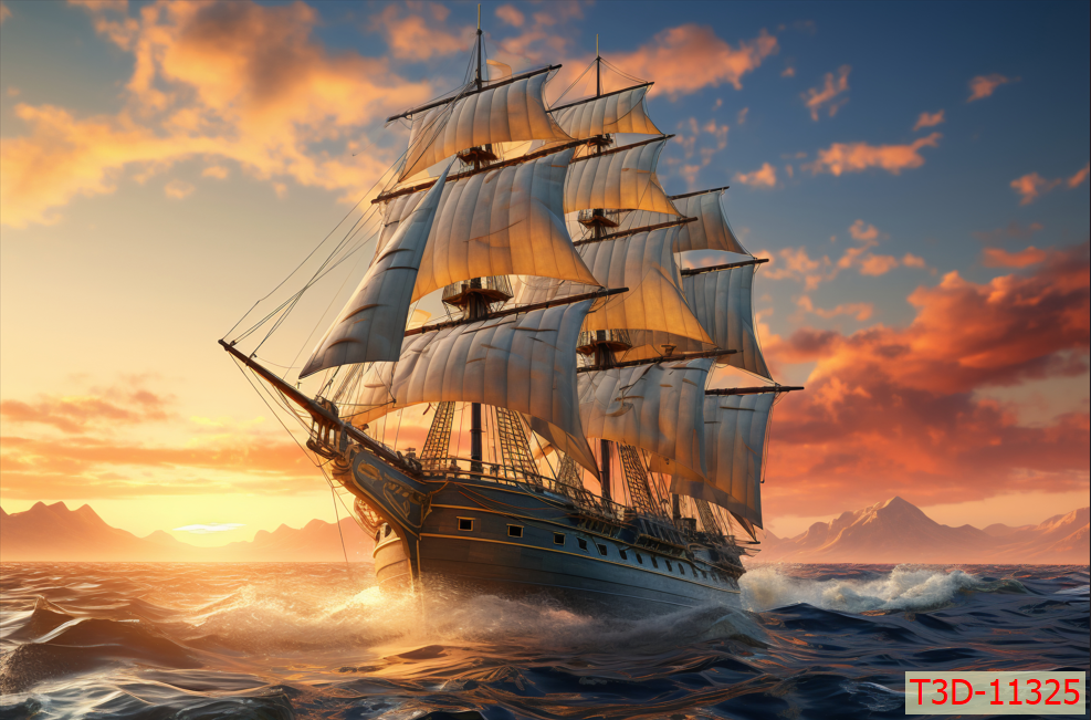 1231 - TRANH TREO PHÒNG KHÁCH - TRANH TRANG TRÍ - TRANH TREO THUẬN BUỒM XUÔI GIÓ - KIỂU TRANH NGANG | MÃ T3D-11325