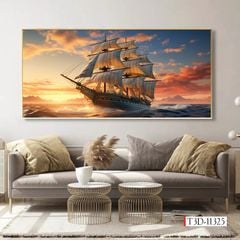 1231 - TRANH TREO PHÒNG KHÁCH - TRANH TRANG TRÍ - TRANH TREO THUẬN BUỒM XUÔI GIÓ - KIỂU TRANH NGANG | MÃ T3D-11325