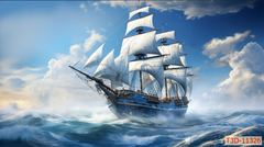 1232 - TRANH TREO PHÒNG KHÁCH - TRANH TRANG TRÍ - TRANH TREO THUẬN BUỒM XUÔI GIÓ - KIỂU TRANH NGANG | MÃ T3D-11325