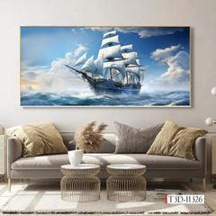 1232 - TRANH TREO PHÒNG KHÁCH - TRANH TRANG TRÍ - TRANH TREO THUẬN BUỒM XUÔI GIÓ - KIỂU TRANH NGANG | MÃ T3D-11325