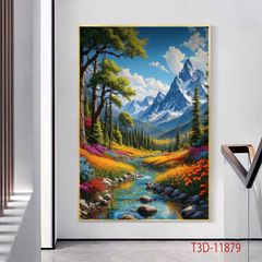 1002 - TRANH TREO HÀNH LANG LỐI ĐI - TRANH TRANG TRÍ - TRANH TREO TƯỜNG PHONG CẢNH - KIỂU TRANH DỌC  | MÃ T3D-11879