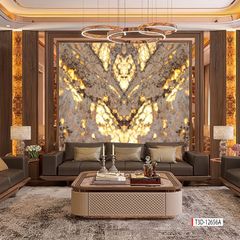 TẤM ỐP TƯỜNG PVC - VÁCH TRANG TRÍ - TẤM ỐP TRANG TRÍ PHÒNG KHÁCH, VÁCH TIVI - TẤM ỐP VÂN ĐÁ ĐỐI XỨNG | MÃ T3D-12656A