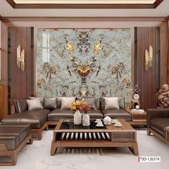 TẤM ỐP TƯỜNG PVC - VÁCH TRANG TRÍ - TẤM ỐP TRANG TRÍ PHÒNG KHÁCH, VÁCH TIVI - TẤM ỐP VÂN ĐÁ ĐỐI XỨNG | MÃ T3D-12657A