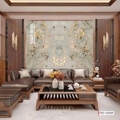 TẤM ỐP TƯỜNG PVC - VÁCH TRANG TRÍ - TẤM ỐP TRANG TRÍ PHÒNG KHÁCH, VÁCH TIVI - TẤM ỐP VÂN ĐÁ ĐỐI XỨNG | MÃ T3D-12658A