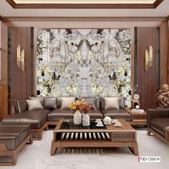 TẤM ỐP TƯỜNG PVC - VÁCH TRANG TRÍ - TẤM ỐP TRANG TRÍ PHÒNG KHÁCH, VÁCH TIVI - TẤM ỐP VÂN ĐÁ ĐỐI XỨNG | MÃ T3D-12661A