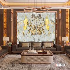 TẤM ỐP TƯỜNG PVC - VÁCH TRANG TRÍ - TẤM ỐP TRANG TRÍ PHÒNG KHÁCH, VÁCH TIVI - TẤM ỐP VÂN ĐÁ ĐỐI XỨNG | MÃ T3D-12662A