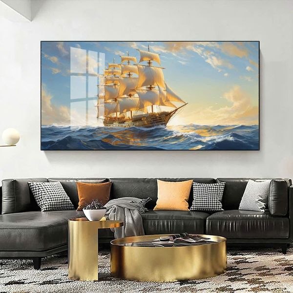 1234- TRANH TREO PHÒNG KHÁCH - TRANH TRANG TRÍ - TRANH TREO THUẬN BUỒM XUÔI GIÓ - KIỂU TRANH NGANG | MÃ T3D-12965