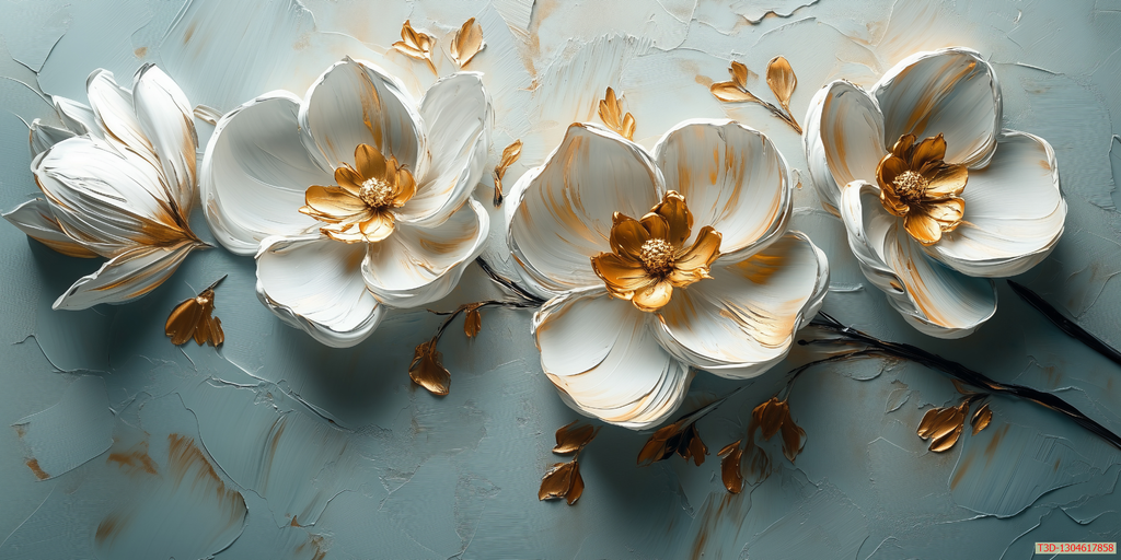 TRANH VẢI DÁN TƯỜNG PHÒNG KHÁCH - TRANH VẢI HOA 3D - TRANH TRANG TRÍ | MÃ T3D-1304617858