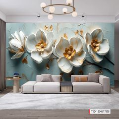 TRANH VẢI DÁN TƯỜNG PHÒNG KHÁCH - TRANH VẢI HOA 3D - TRANH TRANG TRÍ | MÃ T3D-1304617858