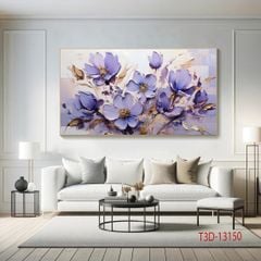 990 - TRANH TREO PHÒNG KHÁCH - TRANH TRANG TRÍ - TRANH TREO TƯỜNG HOA BÌNH HOA - KIỂU TRANH LIỀN KHỔ | MÃ T3D-13150