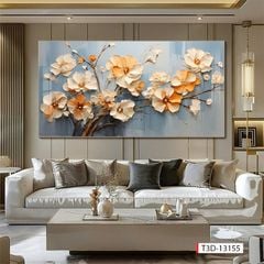 993 - TRANH TREO PHÒNG KHÁCH - TRANH TRANG TRÍ - TRANH TREO TƯỜNG HOA BÌNH HOA - KIỂU TRANH LIỀN KHỔ | MÃ T3D-13155