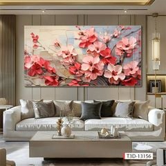 994 - TRANH TREO PHÒNG KHÁCH - TRANH TRANG TRÍ - TRANH TREO TƯỜNG HOA BÌNH HOA - KIỂU TRANH LIỀN KHỔ | MÃ T3D-13156